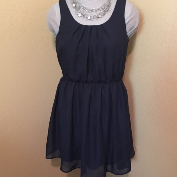 BCX Navy Blue Chiffon Dress M - Picture 1 of 7
